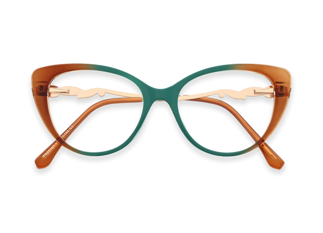 Eydology Caroline Deep Teal to Amber Gradient Women's Cat Eye Glasses 1