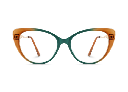 Eydology Caroline Deep Teal to Amber Gradient Women's Cat Eye Glasses 2