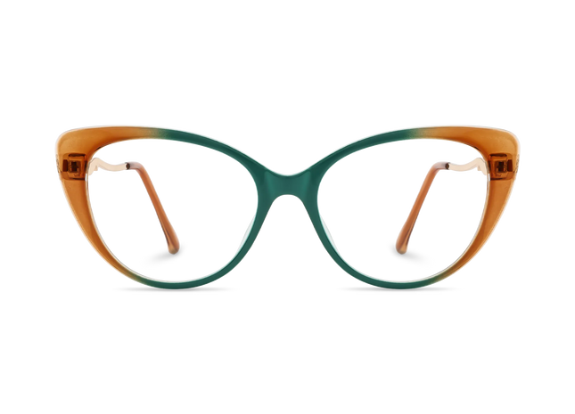 Eydology Caroline Deep Teal to Amber Gradient Women's Cat Eye Glasses 2