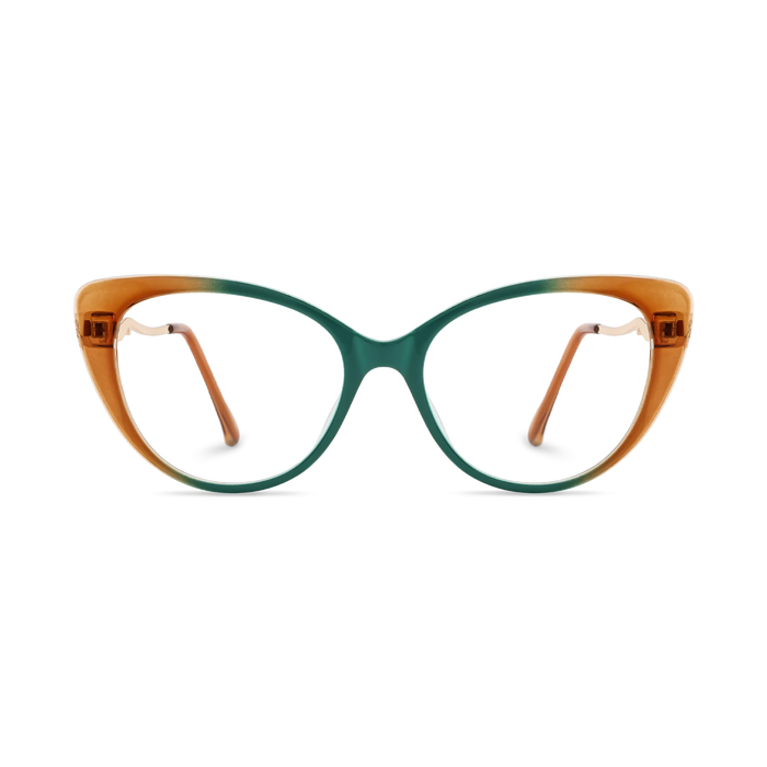 Eydology Caroline Deep Teal to Amber Gradient Women's Cat Eye Glasses 2