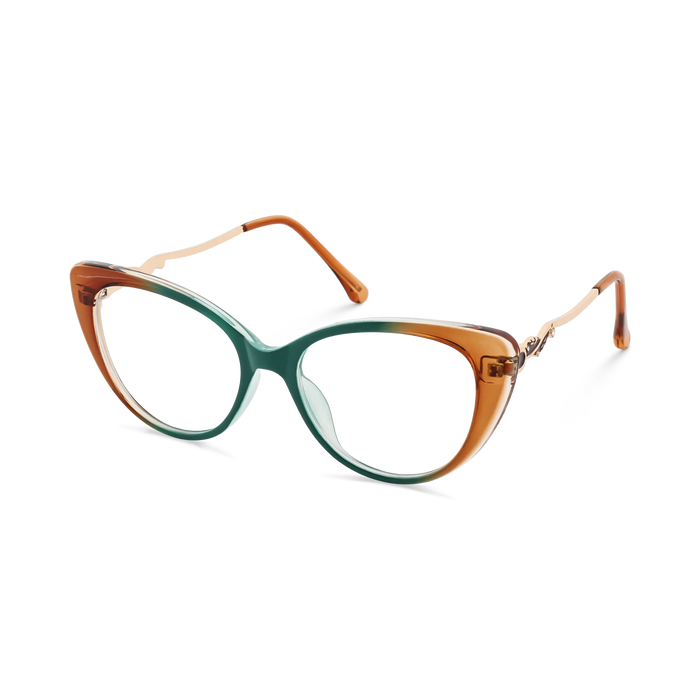 Eydology Caroline Deep Teal to Amber Gradient Women's Cat Eye Glasses 3