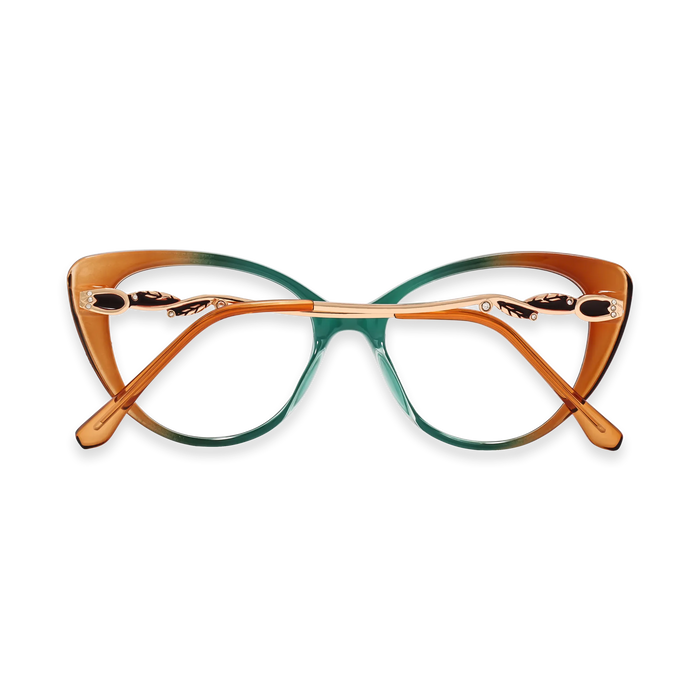 Eydology Caroline Deep Teal to Amber Gradient Women's Cat Eye Glasses 5