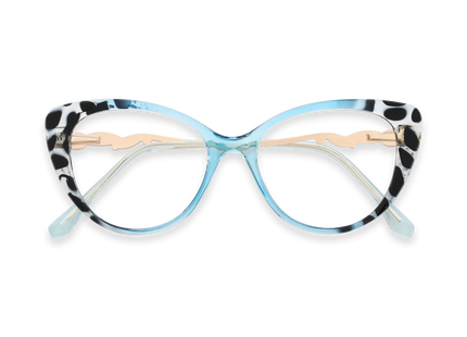 Eydology Caroline Light Blue & Black Pattern Women's Cat Eye Glasses 1