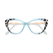 Eydology Caroline Light Blue & Black Pattern Women's Cat Eye Glasses 1
