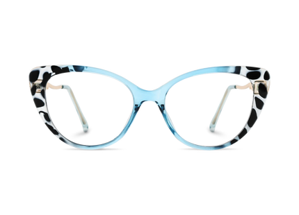 Eydology Caroline Light Blue & Black Pattern Women's Cat Eye Glasses 2