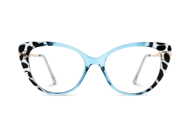 Eydology Caroline Light Blue & Black Pattern Women's Cat Eye Glasses 2