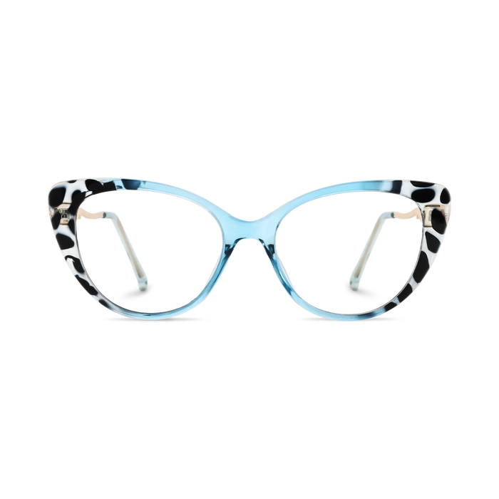 Eydology Caroline Light Blue & Black Pattern Women's Cat Eye Glasses 2