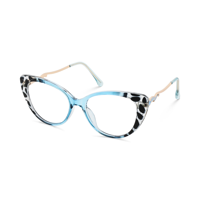 Eydology Caroline Light Blue & Black Pattern Women's Cat Eye Glasses 3