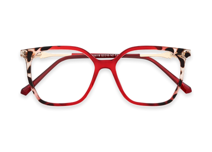 Eydology Claire Cherry Red & Black Pattern Women's Cat Eye Glasses 1