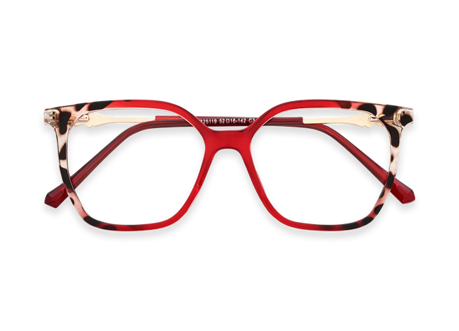 Eydology Claire Cherry Red & Black Pattern Women's Cat Eye Glasses 1