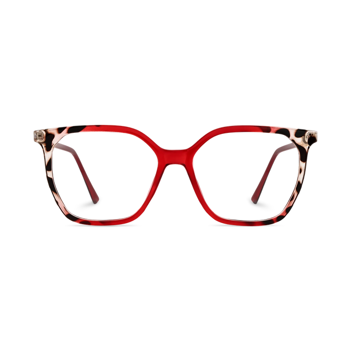 Eydology Claire Cherry Red & Black Pattern Women's Cat Eye Glasses 2