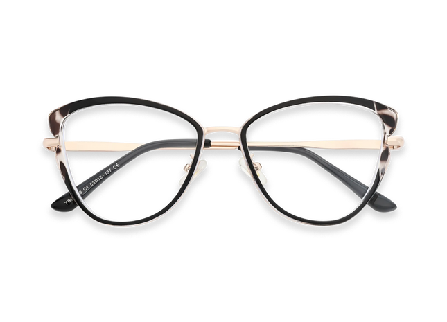 Eydology Collins Gold/Black Women's Cat Eye Glasses 1