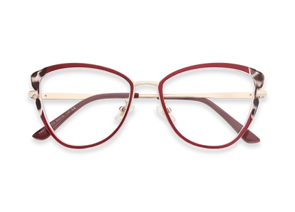 Eydology Collins Gold/Red Women's Cat Eye Glasses 1