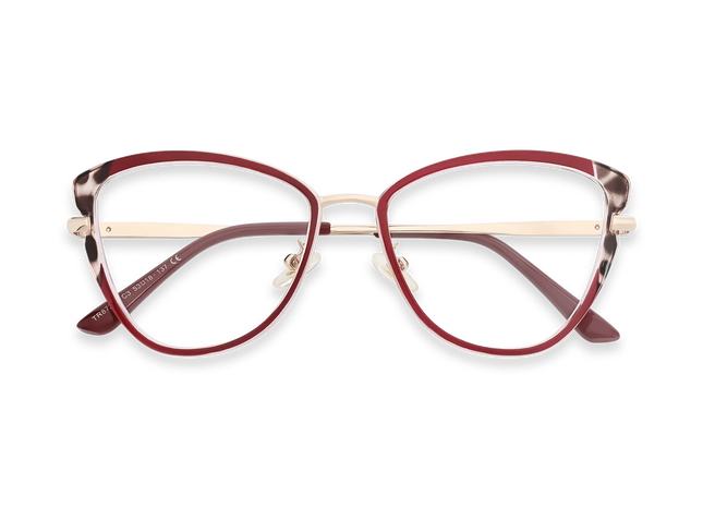 Eydology Collins Gold/Red Women's Cat Eye Glasses 1