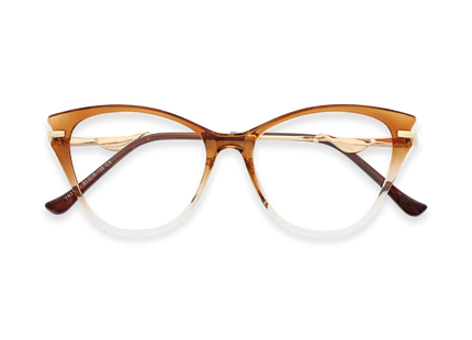 Eydology Daphne Brown to Clear Gradient Women's Cat Eye Glasses 1