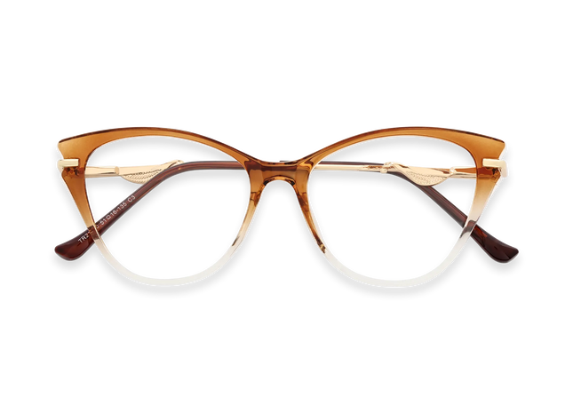 Eydology Daphne Brown to Clear Gradient Women's Cat Eye Glasses 1