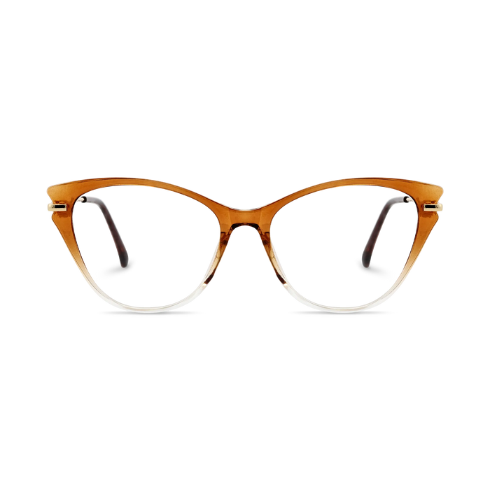 Eydology Daphne Brown to Clear Gradient Women's Cat Eye Glasses 2