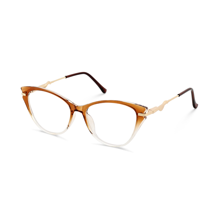 Eydology Daphne Brown to Clear Gradient Women's Cat Eye Glasses 3