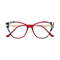 Eydology Daphne Cherry Red & Black Pattern Women's Cat Eye Glasses 1