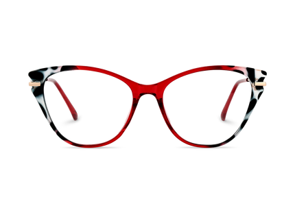 Eydology Daphne Cherry Red & Black Pattern Women's Cat Eye Glasses 2