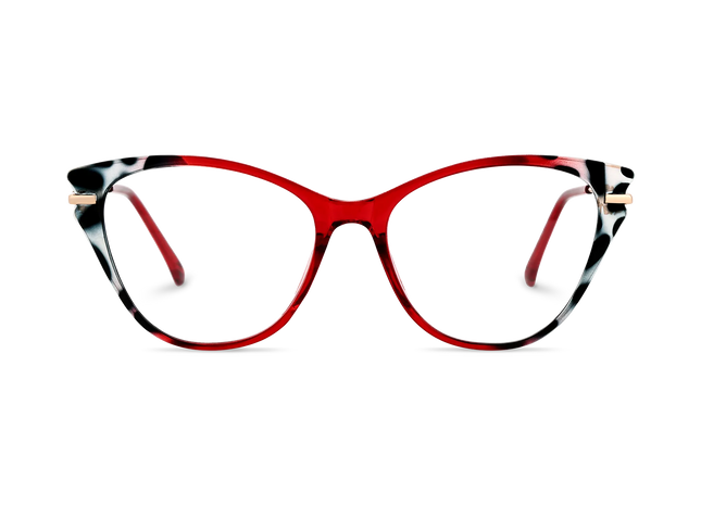 Eydology Daphne Cherry Red & Black Pattern Women's Cat Eye Glasses 2