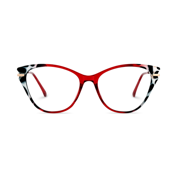 Eydology Daphne Cherry Red & Black Pattern Women's Cat Eye Glasses 2