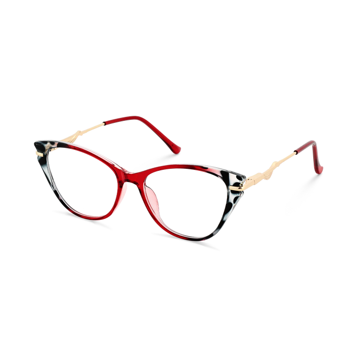 Eydology Daphne Cherry Red & Black Pattern Women's Cat Eye Glasses 3