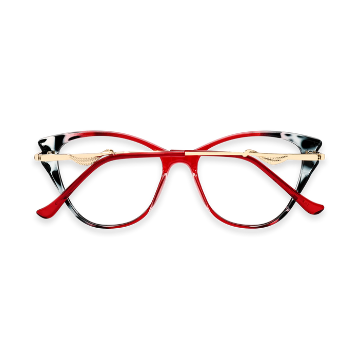 Eydology Daphne Cherry Red & Black Pattern Women's Cat Eye Glasses 5
