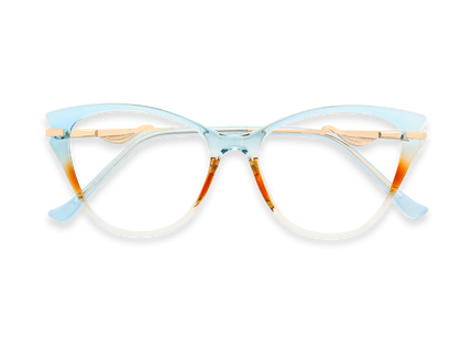 Eydology Daphne Light Blue & Amber Gradient Women's Cat Eye Glasses 1