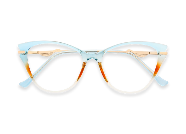 Eydology Daphne Light Blue & Amber Gradient Women's Cat Eye Glasses 1