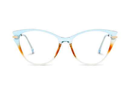 Eydology Daphne Light Blue & Amber Gradient Women's Cat Eye Glasses 2