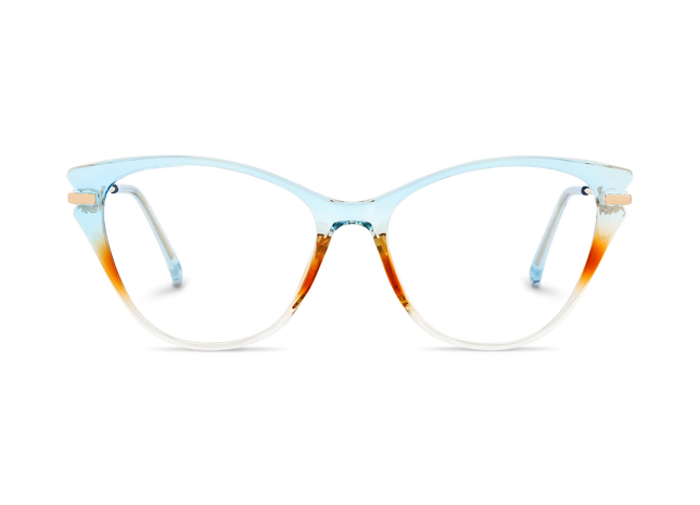Eydology Daphne Light Blue & Amber Gradient Women's Cat Eye Glasses 2