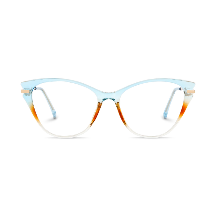 Eydology Daphne Light Blue & Amber Gradient Women's Cat Eye Glasses 2