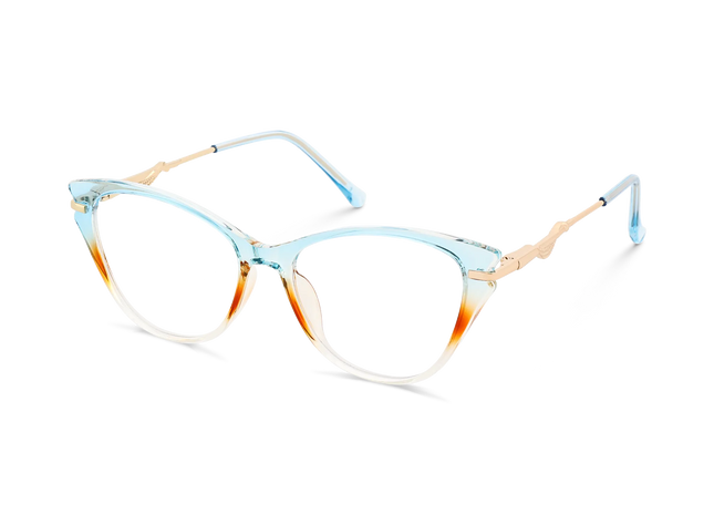 Eydology Daphne Light Blue & Amber Gradient Women's Cat Eye Glasses 3