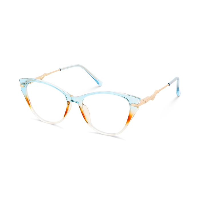 Eydology Daphne Light Blue & Amber Gradient Women's Cat Eye Glasses 3