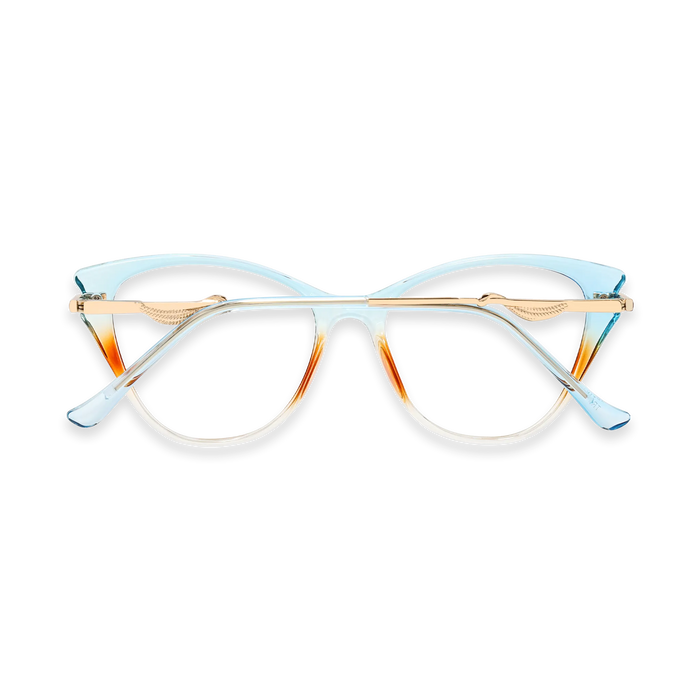 Eydology Daphne Light Blue & Amber Gradient Women's Cat Eye Glasses 5