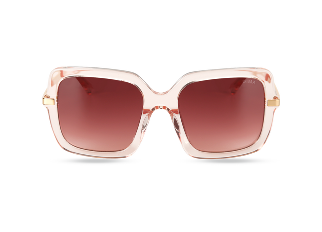 Eydology Deena Crystal Pink Frame Red Gradient Lens Sunglasses 1