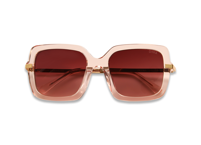 Eydology Deena Crystal Pink Frame Red Gradient Lens Sunglasses 2