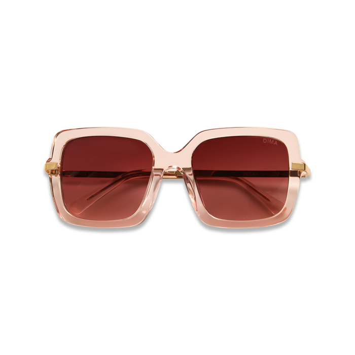 Eydology Deena Crystal Pink Frame Red Gradient Lens Sunglasses 2