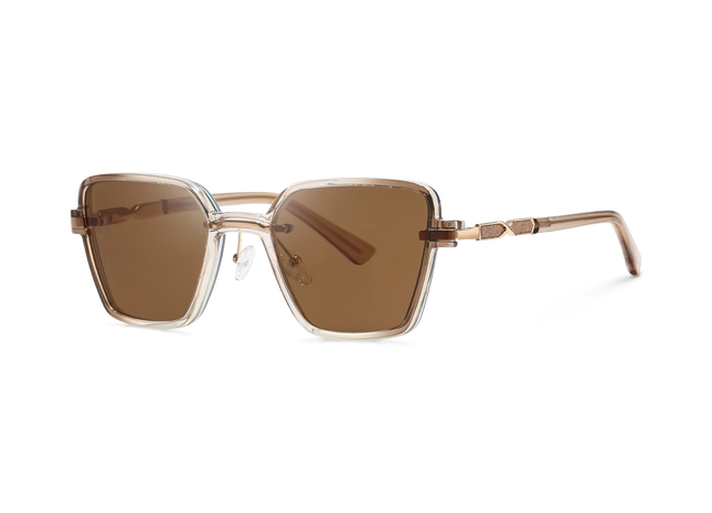 Eydology Denise Gold+Champagne fade/ Polarized Brown Lens Clip on Sunglasses 2