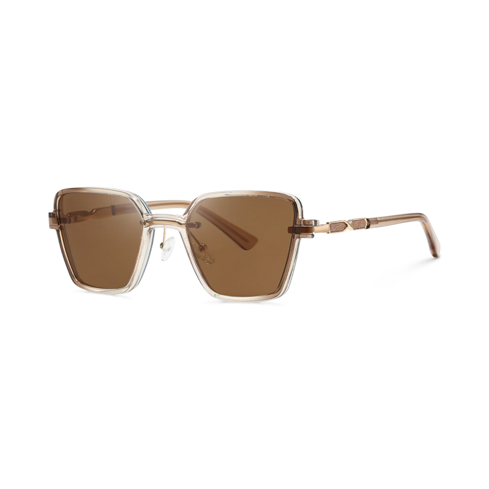 Eydology Denise Gold+Champagne fade/ Polarized Brown Lens Clip on Sunglasses 2