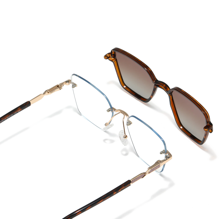 Eydology Denise Gold+Tortoise/Polarized Brown Gradient Lens Clip on Sunglasses 4