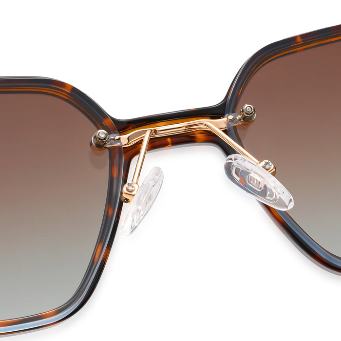 Eydology Denise Gold+Tortoise/Polarized Brown Gradient Lens Clip on Sunglasses 5