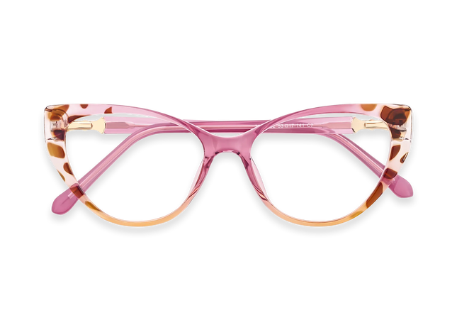 Eydology Destiny Rose Pink & Amber Pattern Cat Eye Glasses 1