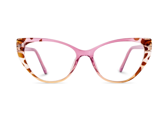 Eydology Destiny Rose Pink & Amber Pattern Cat Eye Glasses 2