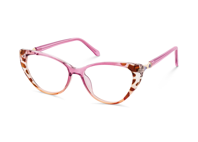 Eydology Destiny Rose Pink & Amber Pattern Cat Eye Glasses 3