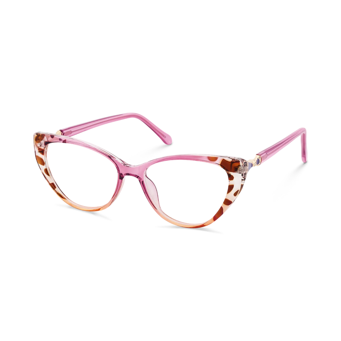 Eydology Destiny Rose Pink & Amber Pattern Cat Eye Glasses 3