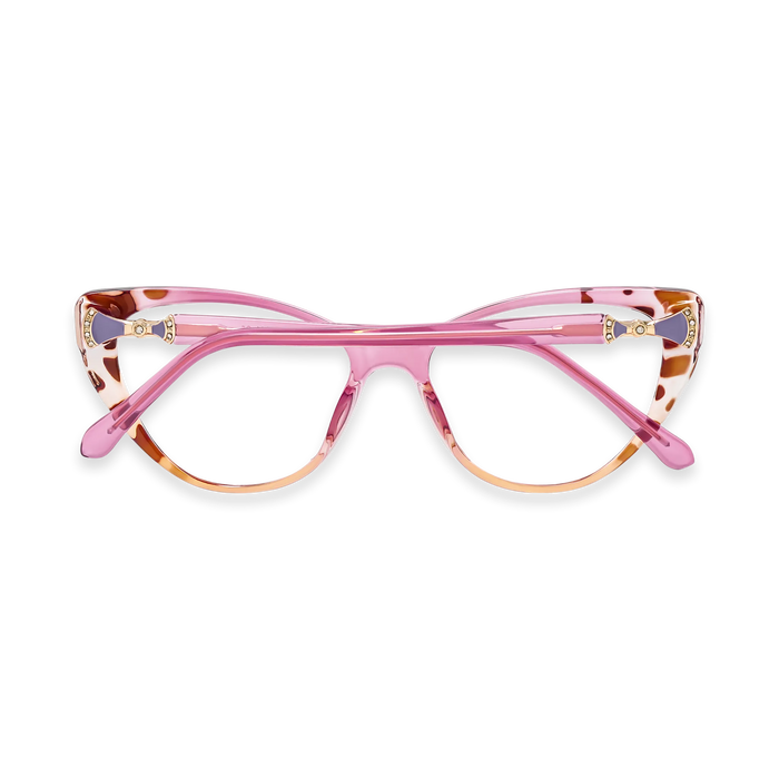Eydology Destiny Rose Pink & Amber Pattern Cat Eye Glasses 5