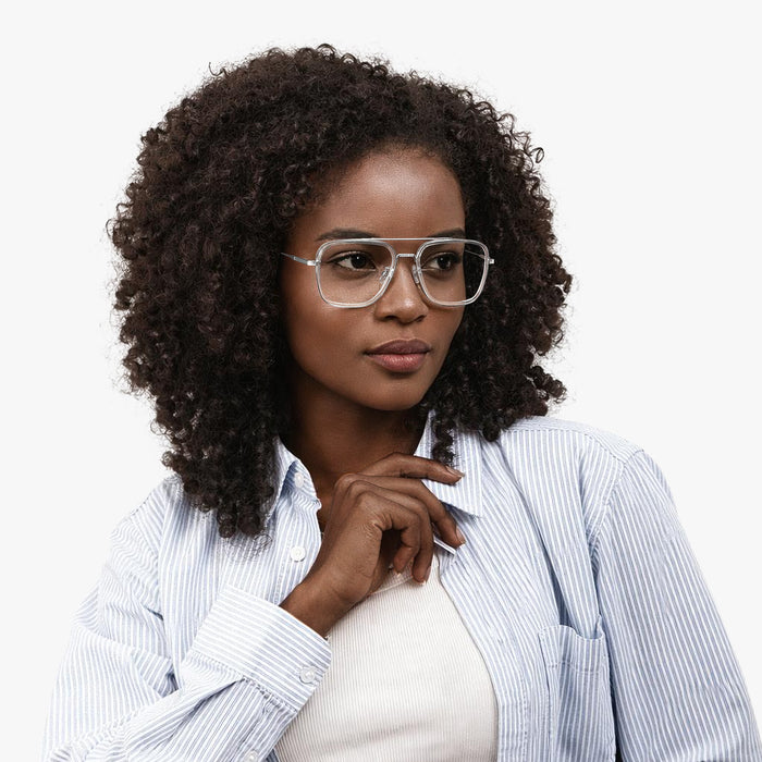 Eydology Devon Clear/Chrome Glasses 4