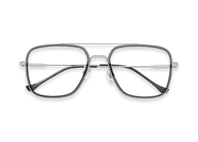 Eydology Devon Clear Dark Grey/Chrome Glasses 1